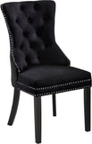 Nikki Plush Upholstered Contemporary Dining Chair Set - Stylish Chrome Nailheads and Espresso Legs