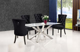 Nikki Plush Upholstered Contemporary Dining Chair Set - Stylish Chrome Nailheads and Espresso Legs