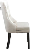 Nikki Plush Upholstered Contemporary Dining Chair Set - Stylish Chrome Nailheads and Espresso Legs