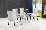 Nikki Plush Upholstered Contemporary Dining Chair Set - Stylish Chrome Nailheads and Espresso Legs