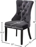 Nikki Plush Upholstered Contemporary Dining Chair Set - Stylish Chrome Nailheads and Espresso Legs