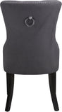 Nikki Plush Upholstered Contemporary Dining Chair Set - Stylish Chrome Nailheads and Espresso Legs