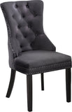 Nikki Plush Upholstered Contemporary Dining Chair Set - Stylish Chrome Nailheads and Espresso Legs