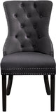 Nikki Plush Upholstered Contemporary Dining Chair Set - Stylish Chrome Nailheads and Espresso Legs