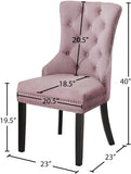 Nikki Plush Upholstered Contemporary Dining Chair Set - Stylish Chrome Nailheads and Espresso Legs