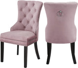 Nikki Plush Upholstered Contemporary Dining Chair Set - Stylish Chrome Nailheads and Espresso Legs