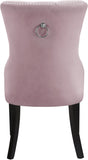 Nikki Plush Upholstered Contemporary Dining Chair Set - Stylish Chrome Nailheads and Espresso Legs
