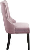 Nikki Plush Upholstered Contemporary Dining Chair Set - Stylish Chrome Nailheads and Espresso Legs