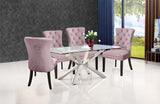 Nikki Plush Upholstered Contemporary Dining Chair Set - Stylish Chrome Nailheads and Espresso Legs