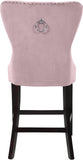 Nikki Luxurious Black Velvet Counter Stool Set of 2 - Tufted Design with Chrome Nailheads & Sturdy Legs