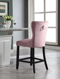 Nikki Luxurious Black Velvet Counter Stool Set of 2 - Tufted Design with Chrome Nailheads & Sturdy Legs
