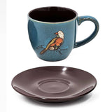 Exotic Melodies Stoneware Cup & Saucer Set – Blue/Brown