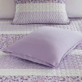 4 Piece Seersucker Quilt Set with Throw Pillow, Purple