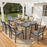8-Person All-Aluminum Patio Dining Set, Extendable Table