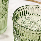 Vintage Sage Green Textured Drinking Glass Set of 6