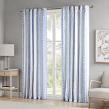 Tufted Stripe Printed Light Filtering Curtain Panel, Navy