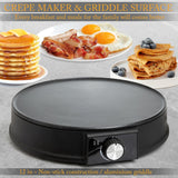 12-Inch Electric Crepe Maker & Griddle with Spreader