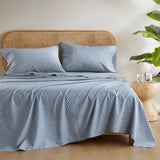 144TC Geometric Diamond Blue Printed Cotton Sheet Set