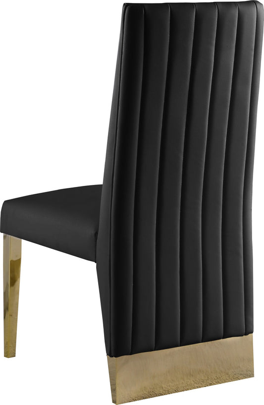 Porsha Contemporary Dining Chair Set of 2 - Luxurious Design with Gold Legs and Tufted Elegance