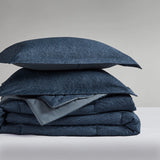 Chambray Denim Inspired Comforter Set, Navy, Twin/Twin XL
