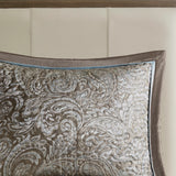 5 Piece Jacquard Bedspread Set and Throw Pillows, Blue/Brown