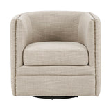 Swivel Glider Accent Chair in Barrel Style, Cream *