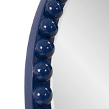 Varsha Round Oversized Beaded Mirror in Glossy Navy