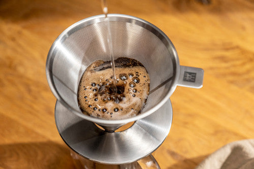 ZWILLING Sorrento Stainless Steel Pour Over Coffee Dripper with Double-Wall Glass Coffee Mug