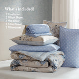 Vintage-Floral Inspired Comforter Set, Beige/Blue