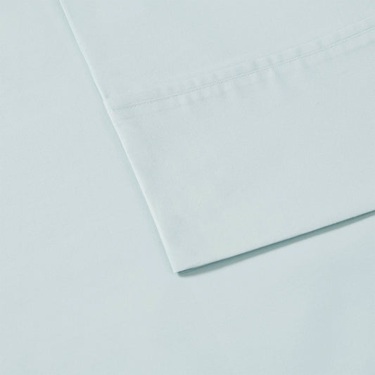Brushed Cotton Percale Peached Sheet Set, Aqua
