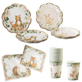 Woodland Baby 78 Piece Party Tableware Set - Pink (16 Guests)