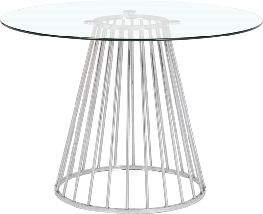 Gio Round Glass Dining Table - Chic Contemporary Design with Polished Chrome Base for Stylish Spaces