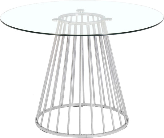 Gio Round Glass Dining Table - Chic Contemporary Design with Polished Chrome Base for Stylish Spaces
