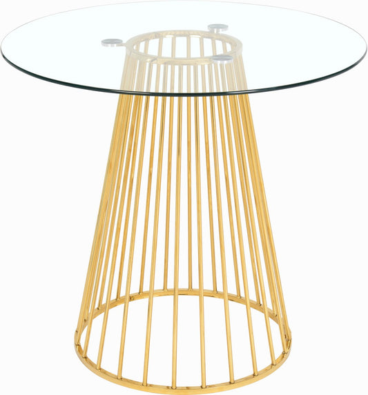 Gio Contemporary Counter Height Table - Chic Round Tempered Glass with Polished Gold Base, 40"