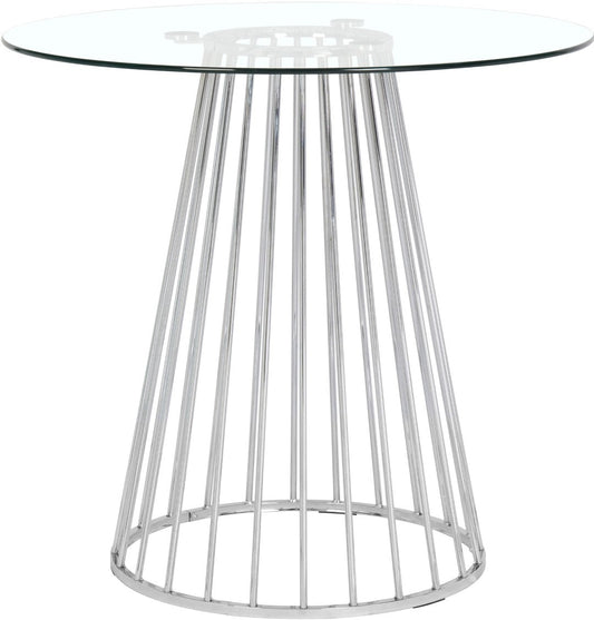 Gio Round Glass Counter Height Dining Table with Polished Chrome Base - Chic Modern Design for Gatherings
