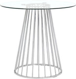 Gio Round Glass Counter Height Dining Table with Polished Chrome Base - Chic Modern Design for Gatherings