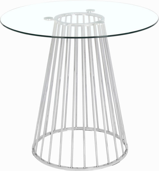 Gio Round Glass Counter Height Dining Table with Polished Chrome Base - Chic Modern Design for Gatherings