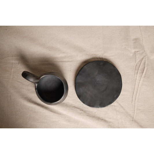Oaxaca Barro Negro Black Clay Cup & Saucer Set