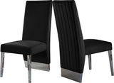 Porsha Luxe Velvet Dining Chairs - Elegant Channel Tufted Design with Stylish Gold Legs - Set of 2
