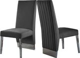 Porsha Luxe Velvet Dining Chairs - Elegant Channel Tufted Design with Stylish Gold Legs - Set of 2