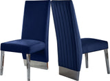 Porsha Luxe Velvet Dining Chairs - Elegant Channel Tufted Design with Stylish Gold Legs - Set of 2