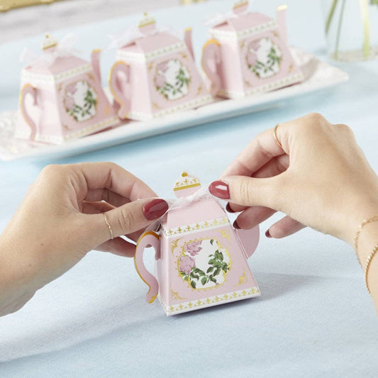 Pink Teapot Favor Box Set of 24 for Events