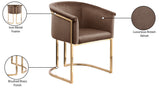 Tierra Brown Velvet Dining Chair – Elegant Barrel-Style Design with Brass Accents for Modern Spaces