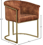 Tierra Luxurious Velvet Dining Chair with Brushed Brass Finish and Contemporary Iron Frame Design