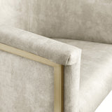 Tierra Luxurious Velvet Dining Chair with Brushed Brass Finish and Contemporary Iron Frame Design