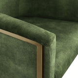 Tierra Luxurious Velvet Dining Chair with Brushed Brass Finish and Contemporary Iron Frame Design