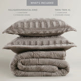 Solid Faux Fur Comforter Mini Set, Gray