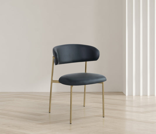 Lupita Dining Chairs Set of 2 - Elegant Vegan Leather with Brushed Gold Frame for Upscale Dining