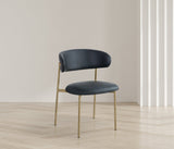 Lupita Dining Chairs Set of 2 - Elegant Vegan Leather with Brushed Gold Frame for Upscale Dining