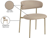 Lupita Dining Chairs Set of 2 - Elegant Vegan Leather with Brushed Gold Frame for Upscale Dining